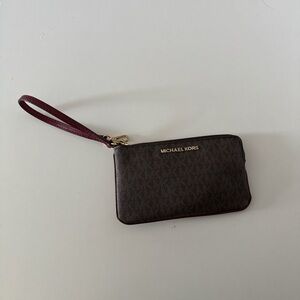 Michael Kors Dark Brown and Red Wristlet